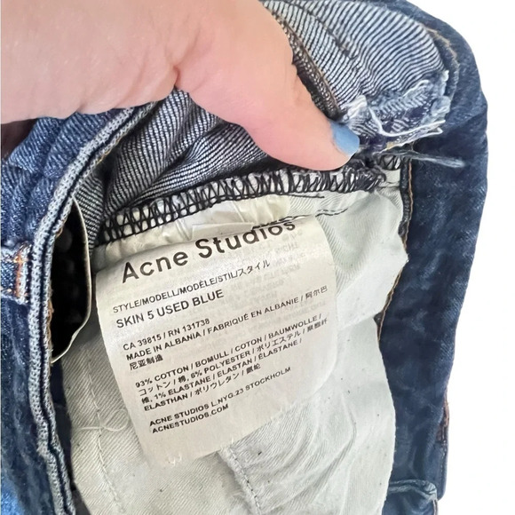 Acne Studios Skin 5 Used Blue Mid Rise Skinny Jean - Picture 6 of 7